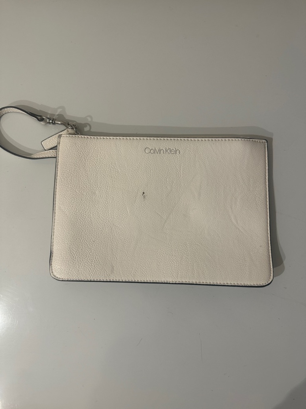 Calvin Klein Dove Grey Wristlet Saffiano Leather